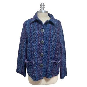 Chicos Design Sz 3 Jacket Multi-Color Coat Knit T Button Up Sweater